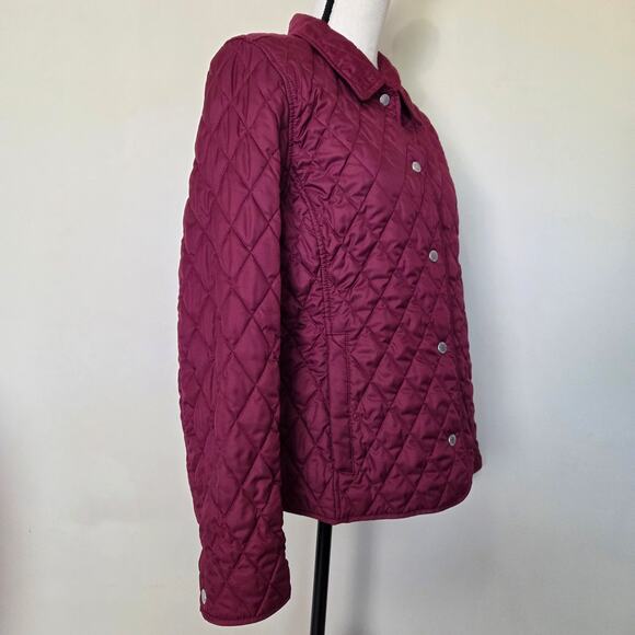EUC LL Bean Women's M Quilted Lined Long Sleeve Snap Front Jacket Burgundy - Picture 4 of 16